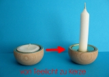 Adapter (tief) - von Teelicht auf 17er Kerze